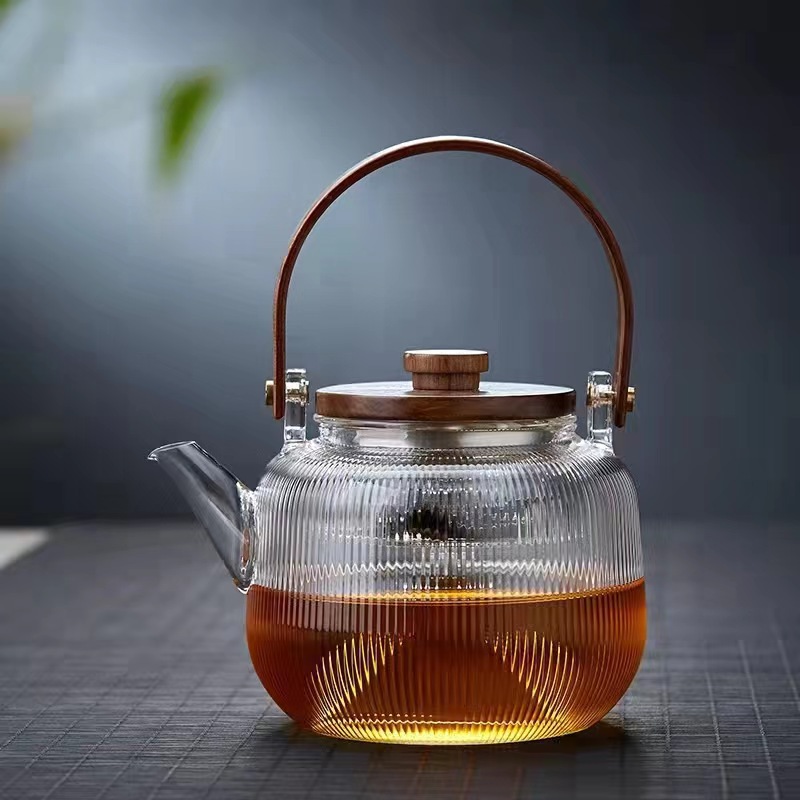 Fireplace Tea Walnut Glass Teapot Steaming and Boiling Dual-Purpose Double Liner Glass Teapot Open Fire Electric Ceramic Stove Tea Cooker