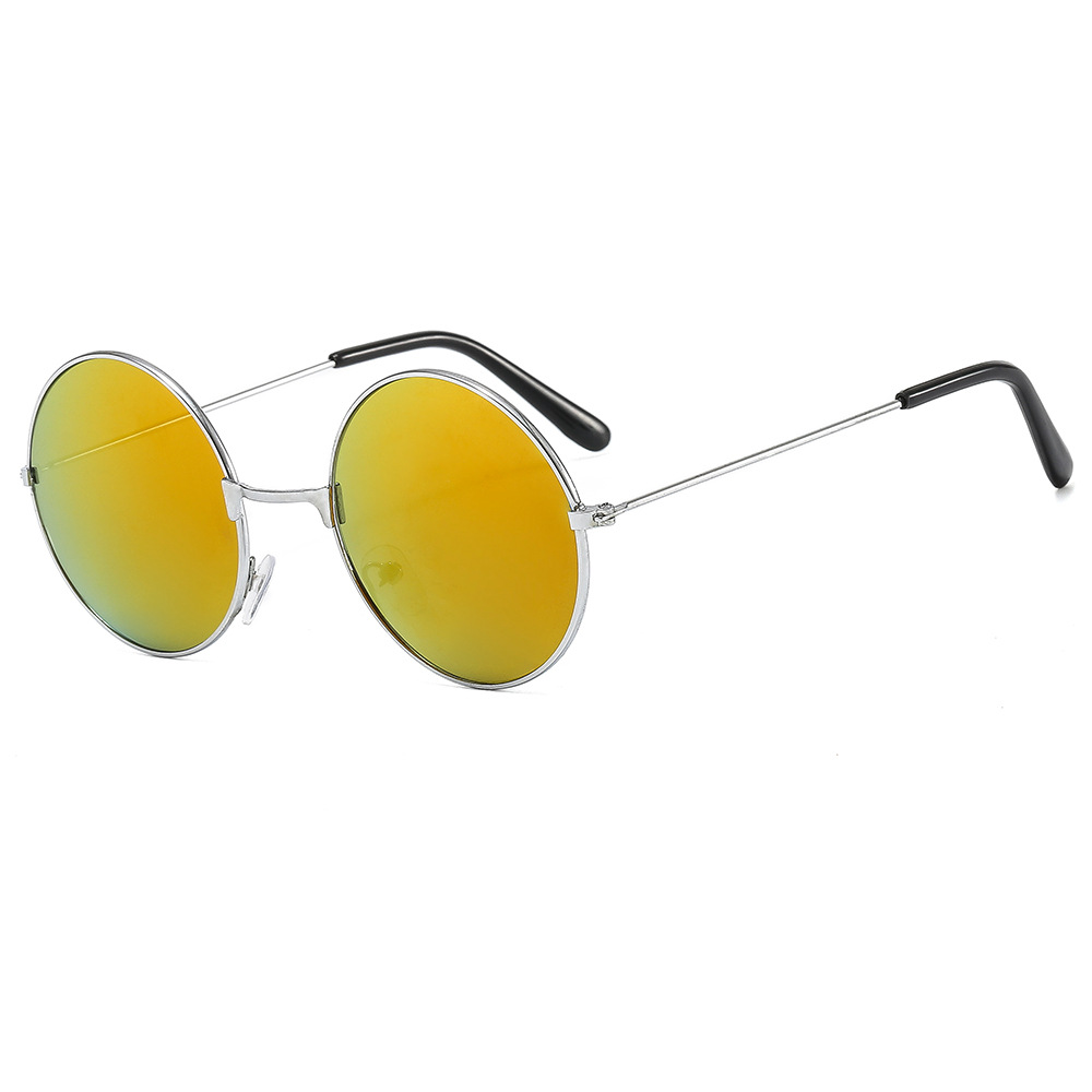 Metal Circle Sunglasses Retro Sunglasses for Men and Women Glasses Prince Glasses Plain Glasses Color Reflective Sunglasses