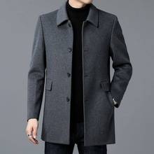韩版大衣男士中长款加厚双面呢子风衣爸爸装冬季翻领毛呢外套