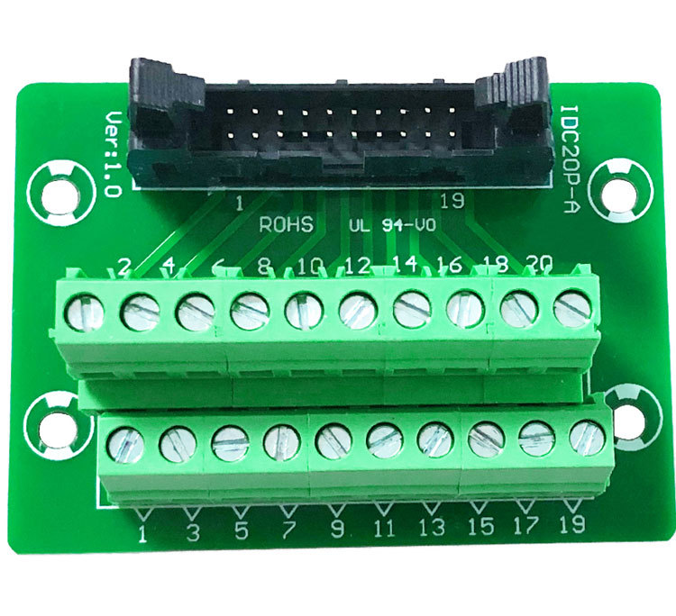 idc20p中继端子台20p牛角座转端子plc转接线端子排板20芯端子d型