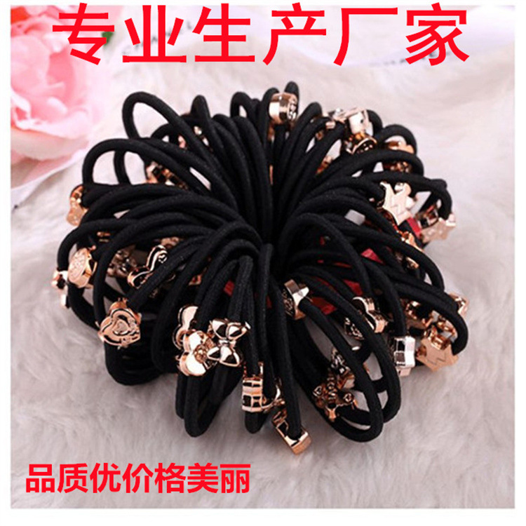 Korean Cartoon Golden Balls Handmade Hair Ring Hair Accessories Hair Rope Hair Band Geometric Small Gift Head Accessories Wholesale