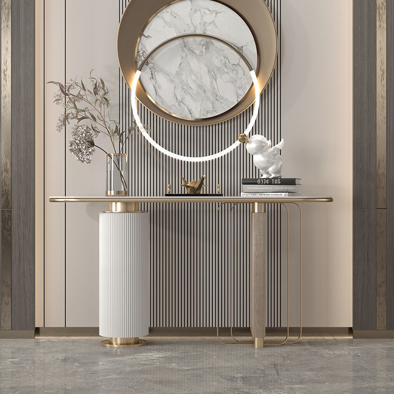 简约现代岩板端景台玄关柜意式靠墙入户玄关桌轻奢风玄关台桌子