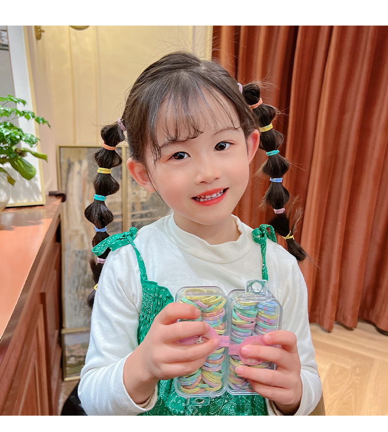 儿童彩色高弹力橡皮筋女童宝宝可爱不伤发头绳小女孩扎头发绳头饰