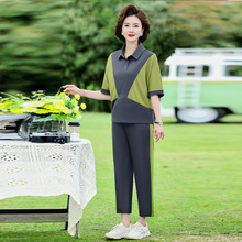 妈妈装夏季薄款卫衣中年女装洋气大码中老年女夏装休闲运动服套装