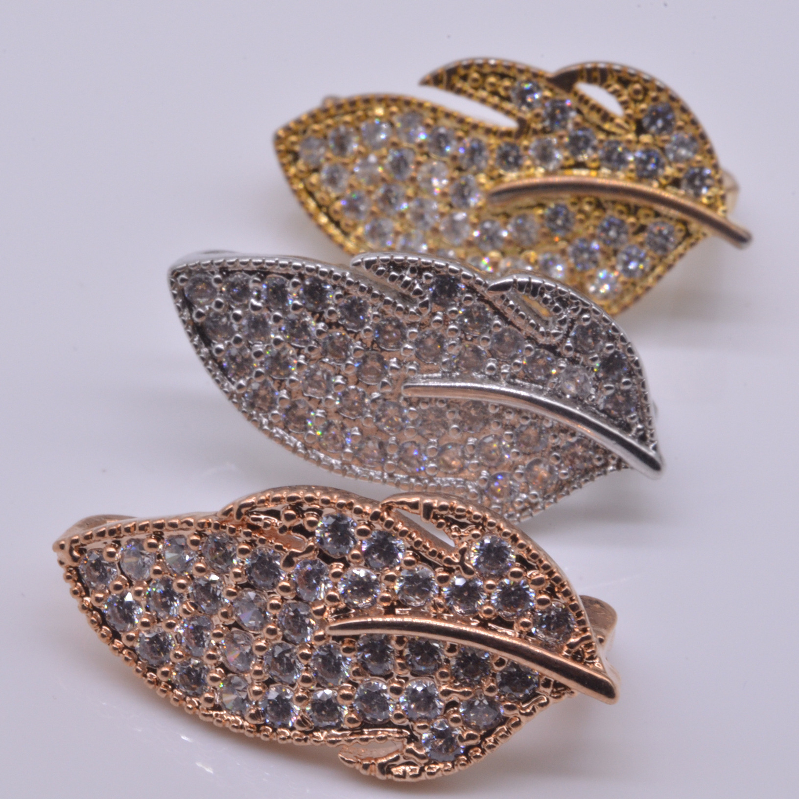 14k包金珍珠项链配件diy羽毛扣树叶扣接头搭锁扣毛衣链镶钻吊坠扣