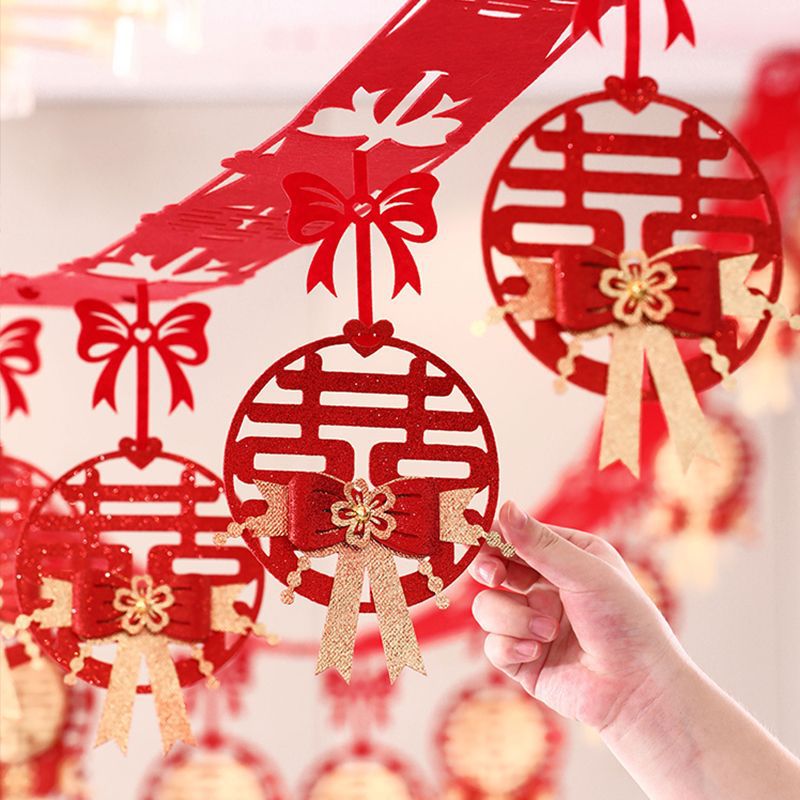 新房装饰婚房布置女方卧室客厅结婚婚礼吊顶喜字拉花套装婚庆用品