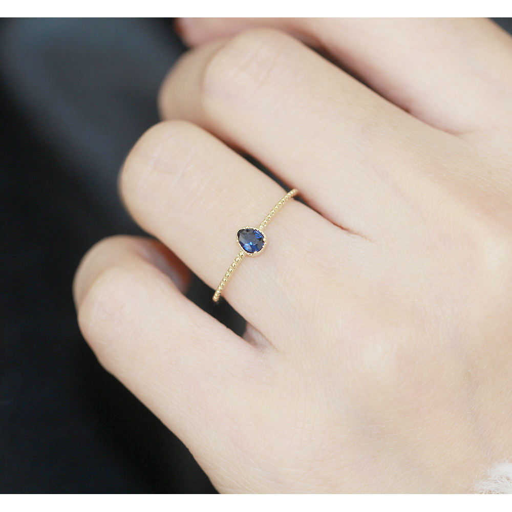 太阳云 两个戒指一组 皇冠细戒指镶石蓝色水滴钻戒女款简约食指戒