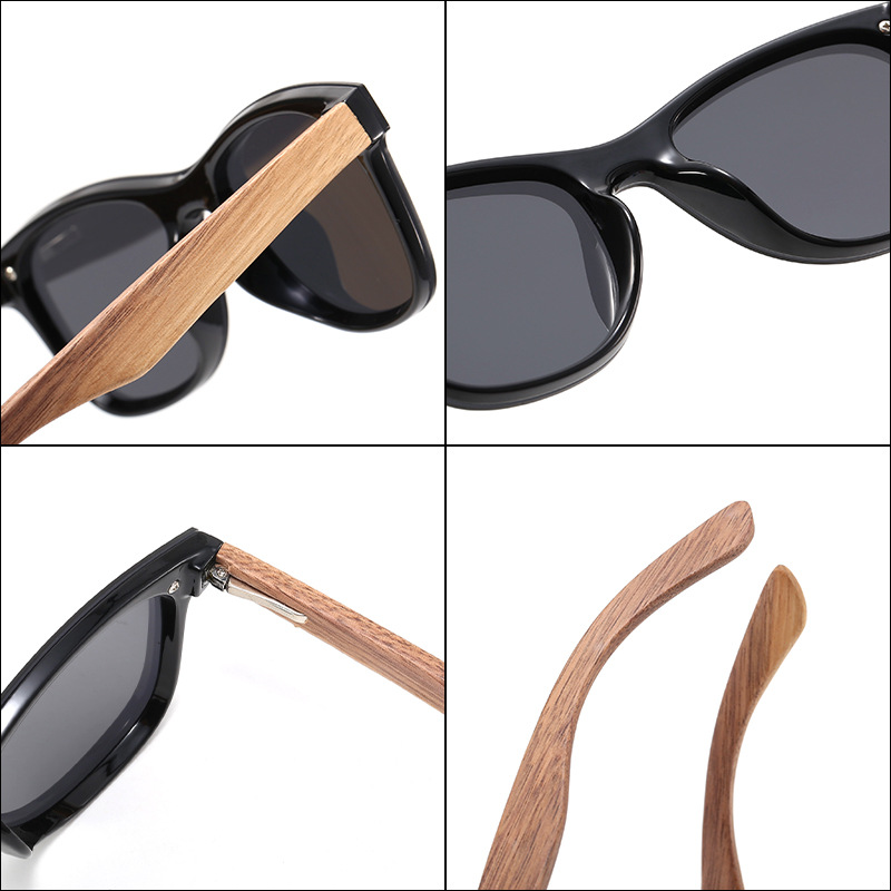 Cross-Border New Arrival Wooden Sunglasses One-piece Polarized Sunglasses Men's Glasses with Wooden Glasses Legs Wholesale