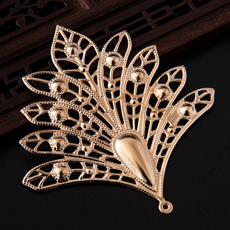 DIY Ornament Accessories 80x75mm Gold Big Phoenix Tail Laminate Iron Bride in Ancient Costume Headdress Phoenix Coronet Material Wholesale