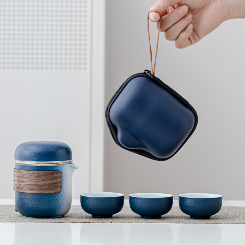 快客杯便携式陶瓷旅行茶具套装logo商务送领导客户高档创意伴手礼