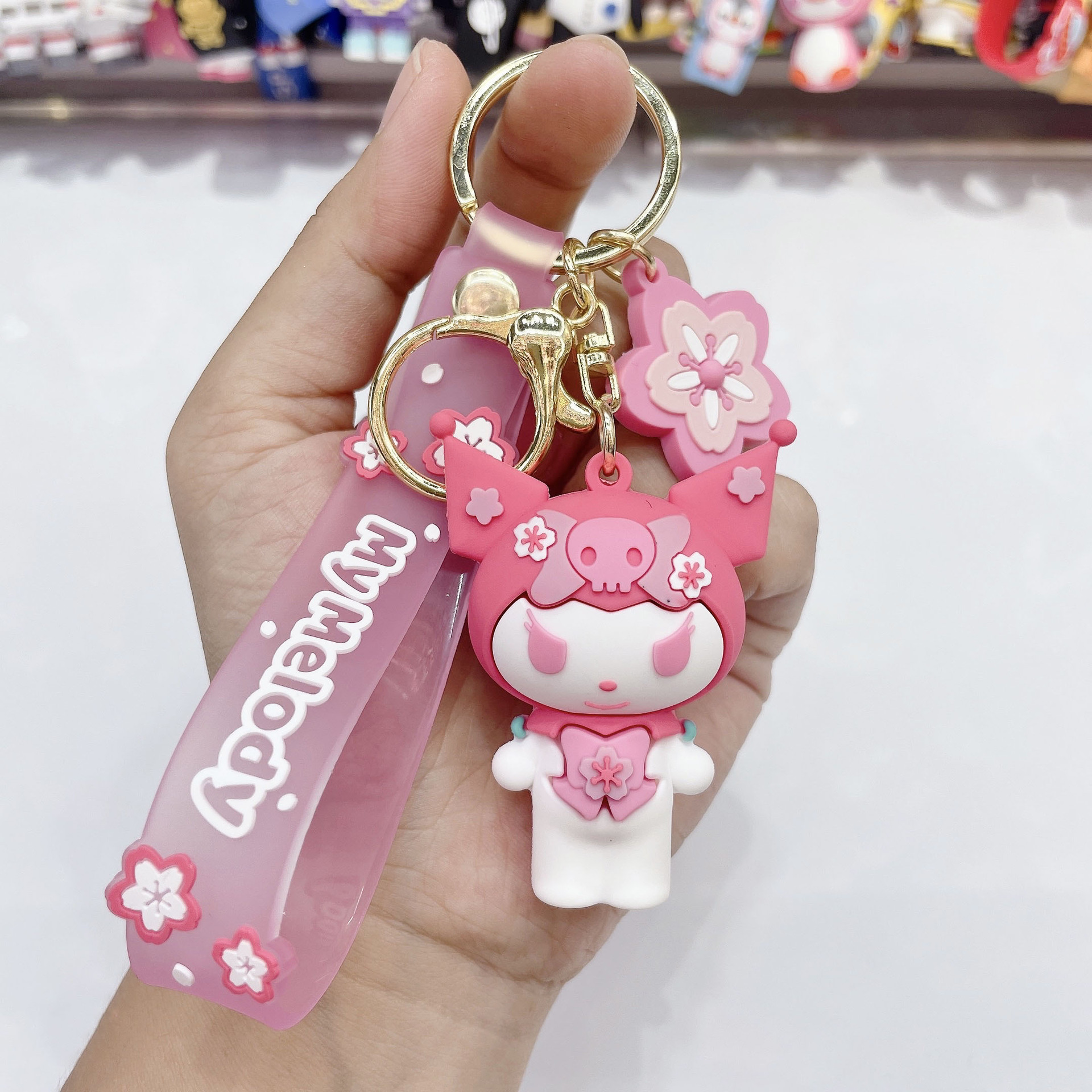 New Cartoon Cherry Blossom Series Cinnamoroll Babycinnamoroll Clow M Melody Keychain Pendant Lovely Bag Ornament Wholesale