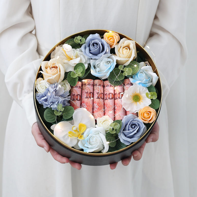 真钱花束礼盒七夕情人节节diy手工真花生日礼物送男女朋友纪念日