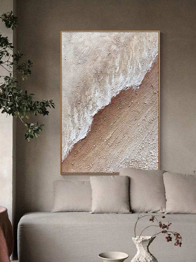 纯手绘抽象油画现代极简厚肌理玄关走廊过道壁画艺术竖版装饰挂画