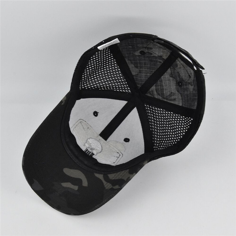 Hat Outdoor Camouflage Baseball Mesh Cap Special Forces Tactics Camouflage Hat Skull Sun-Proof Velcro Peaked Cap