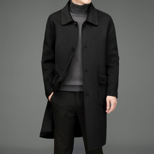 双面羊毛大衣男士秋冬季高档品牌中长款翻领中年羊毛呢子风衣外套