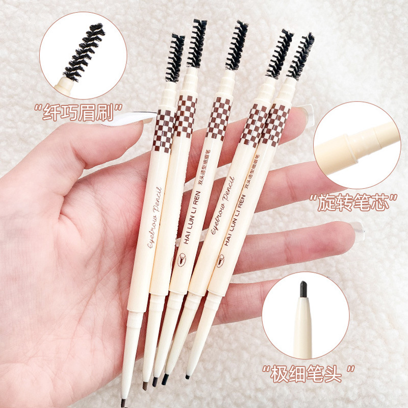 1.5mm Ultra-Fine Double-Headed Eyebrow Pencil Natural Three-Dimensional Sketch Modeling Slim Eyebrow Pencil Waterproof Sweat-Proof Student Beginner