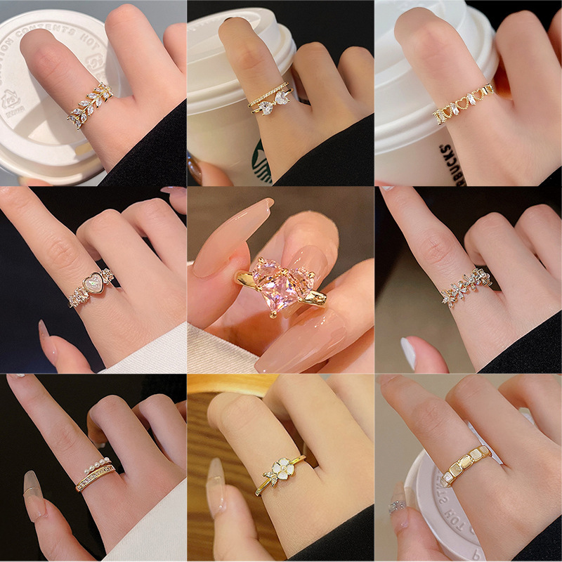 Korean-Style Luxury High-Grade Pearl Ring for Women Retro Minority Zircon Opening Ring Hot Girl Hand Jewelry Wholesale