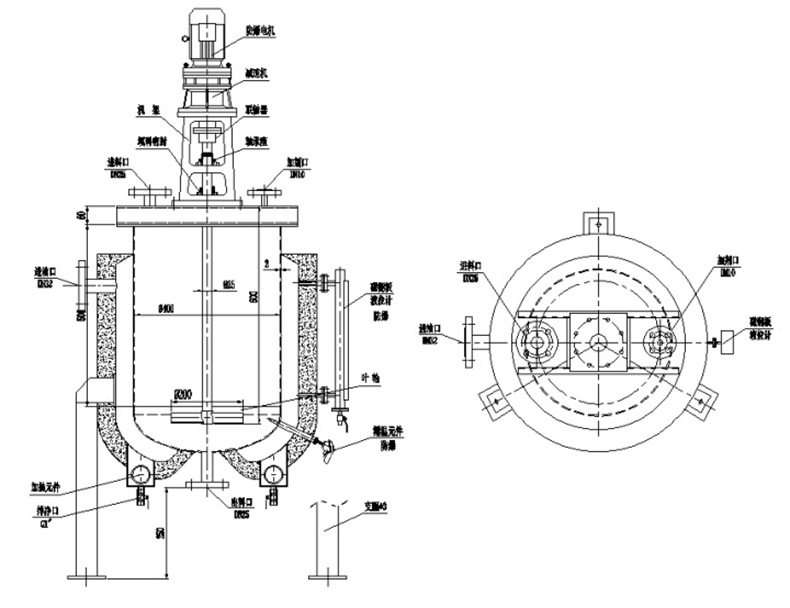 (加热或冷却) 3,外盘管搅拌罐 4,夹套内盘搅拌罐(加热/冷却一体) 结构
