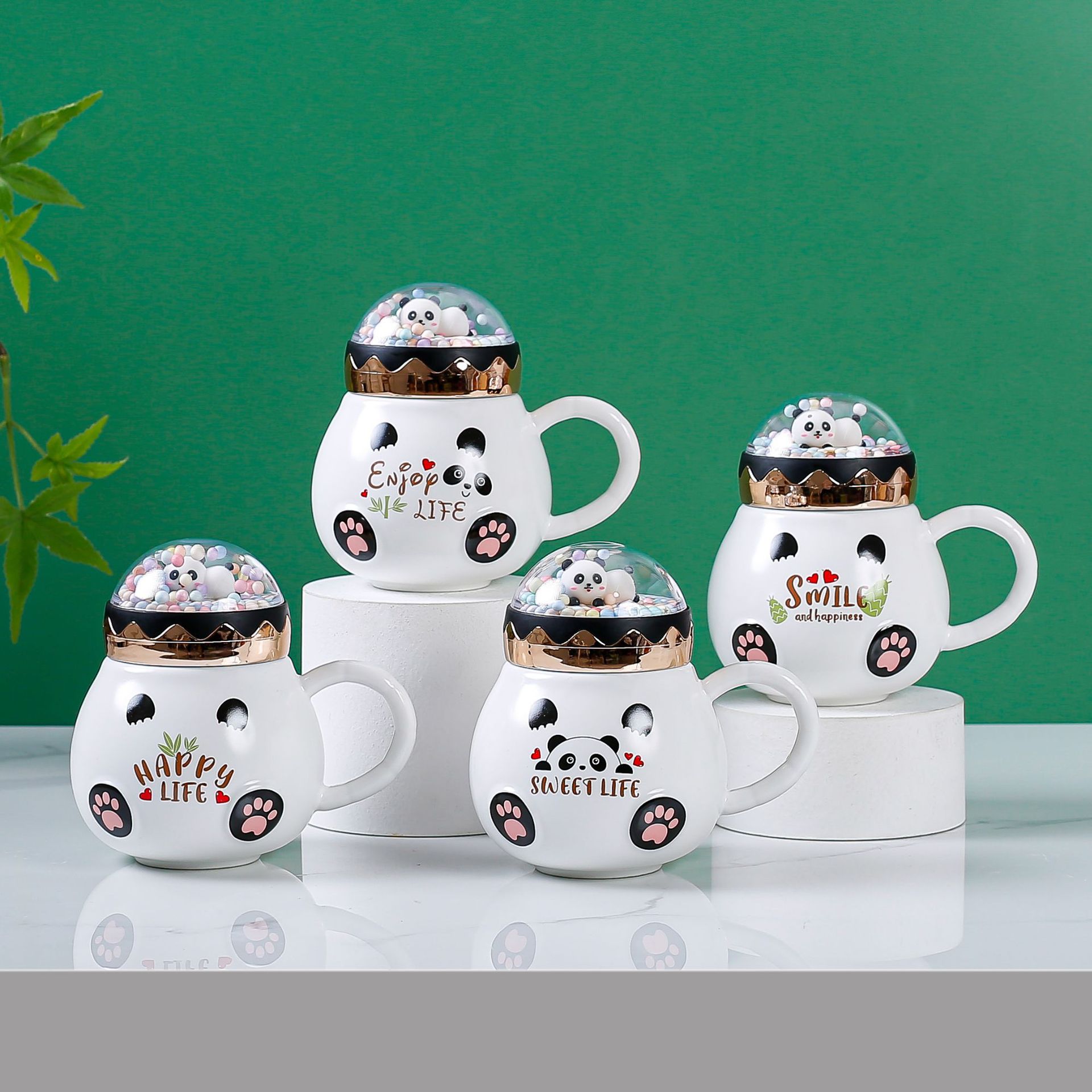 INS Cross-Border New Product Creative Bubble Cover Ceramic Cup Cartoon Animal Planet Mug Activity Small Gift Cup