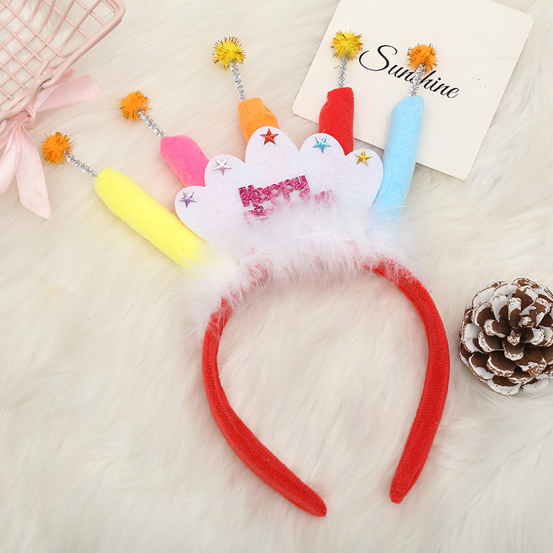 Cute Children's Birthday Candle Cake Headband Letter Party Photo Hairband Decoration