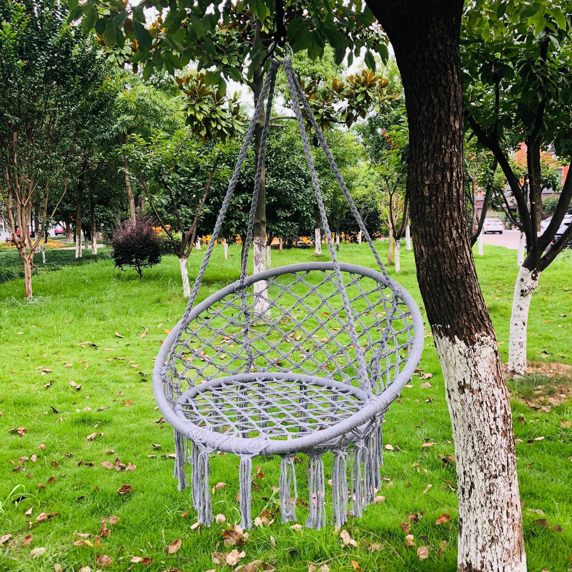 手工编织北欧吊篮抖音网红吊椅阳台流苏秋千室内儿童摇篮椅懒人家