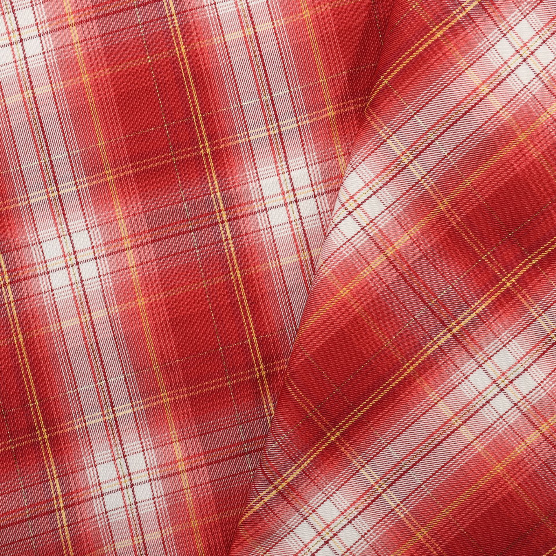 红妆全涤色织斜纹红色格子布金丝jk格裙ins风lo连衣裙裙装饰面料