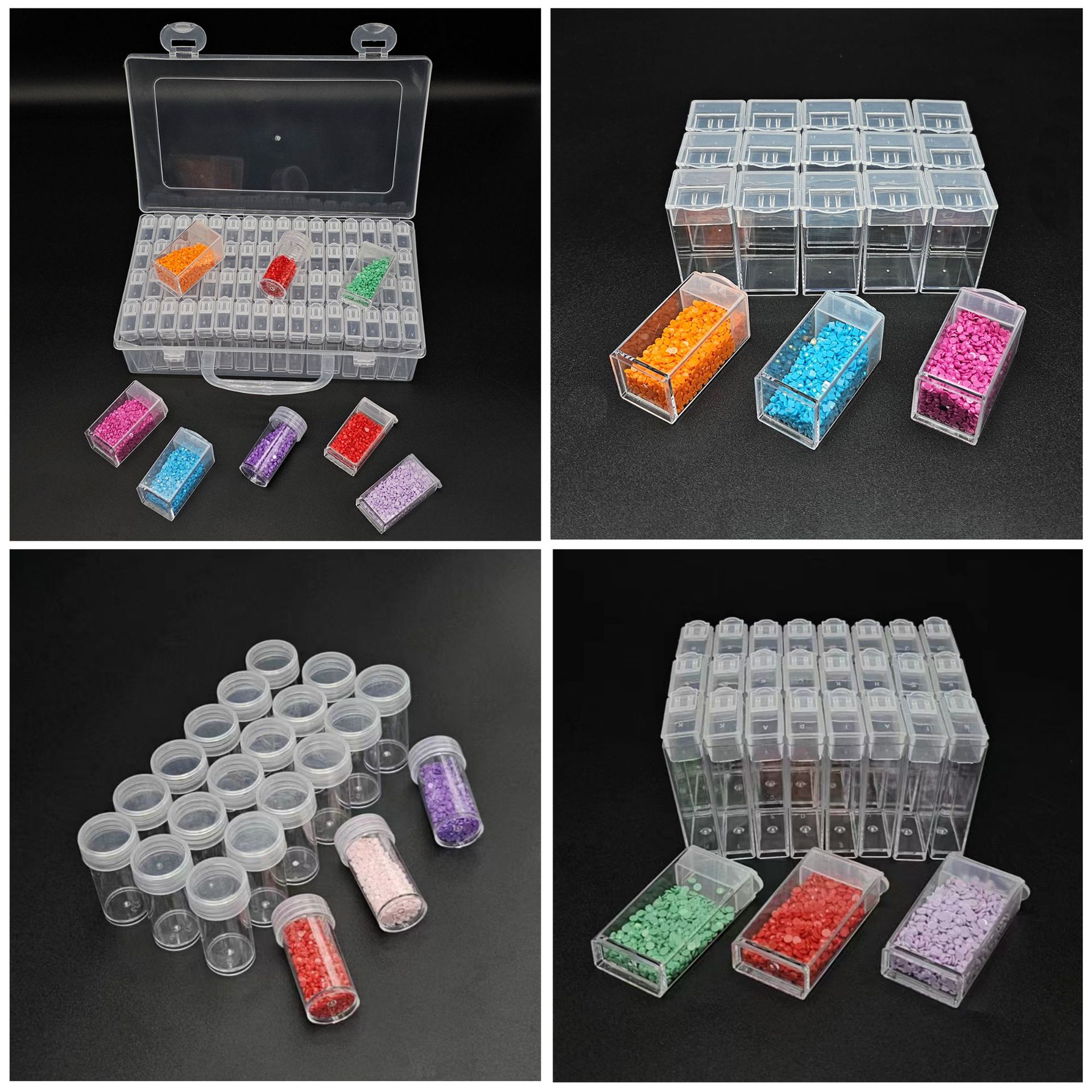 Diamond Painting Transparent Storage Box DIY Square round Plastic Bottle Beaded Glass Beads Storage Bottle Box Set