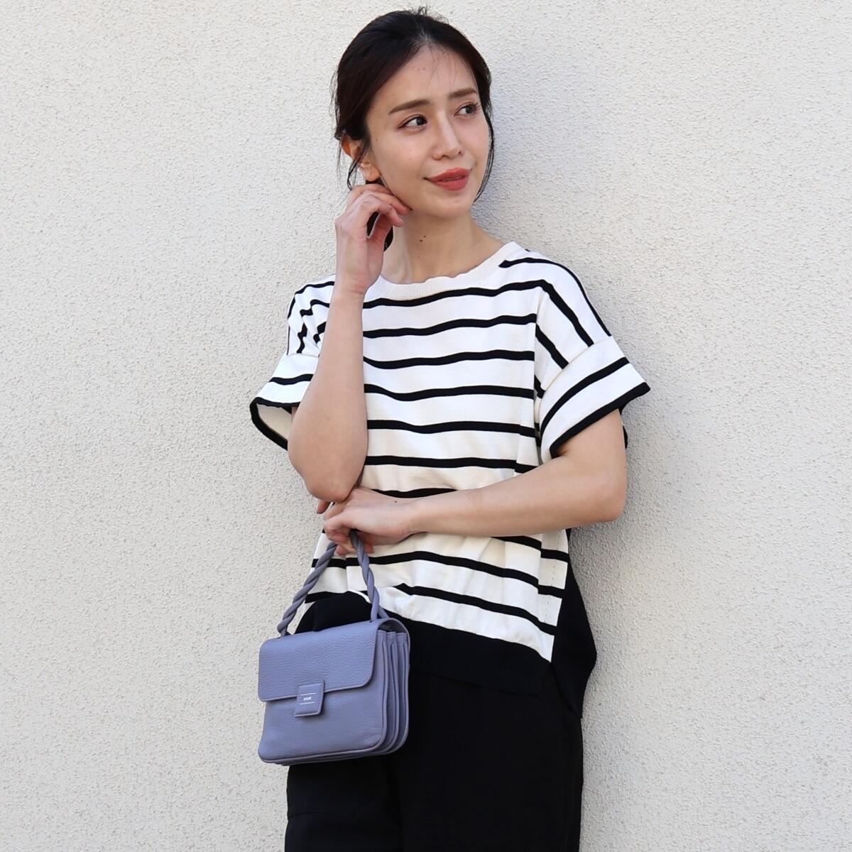 预售2024年夏季新款日系ins乐天女装圆领短袖宽松条纹针织衫上衣