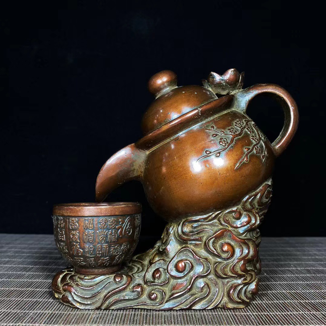 古董古玩批发仿古纯铜茶壶倒流香提壶铜壶提梁壶家居实用老物件