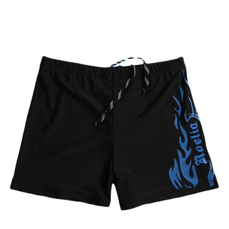 Wholesale Swimming Trunks Men's Factory Direct Supply Blue Red Flame plus Size Men's Boxer Swimming Trunks Wholesale Hot Spring Beach
