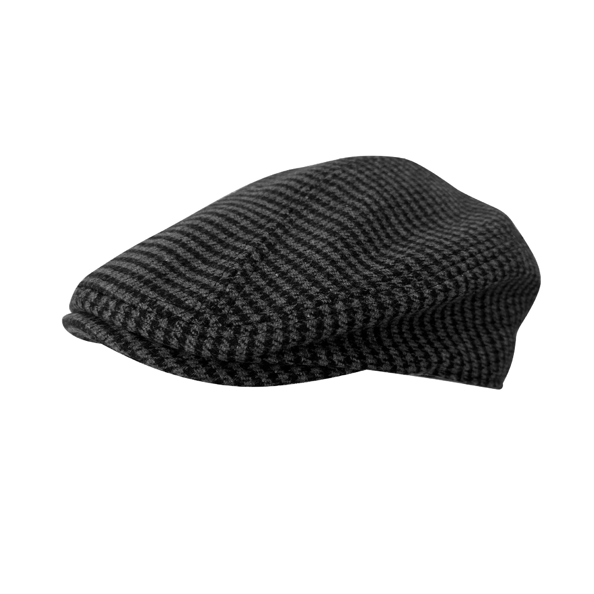 秋冬鸭舌帽复古千鸟格纹前进帽时尚百搭羊毛呢保暖英伦风平顶帽子
