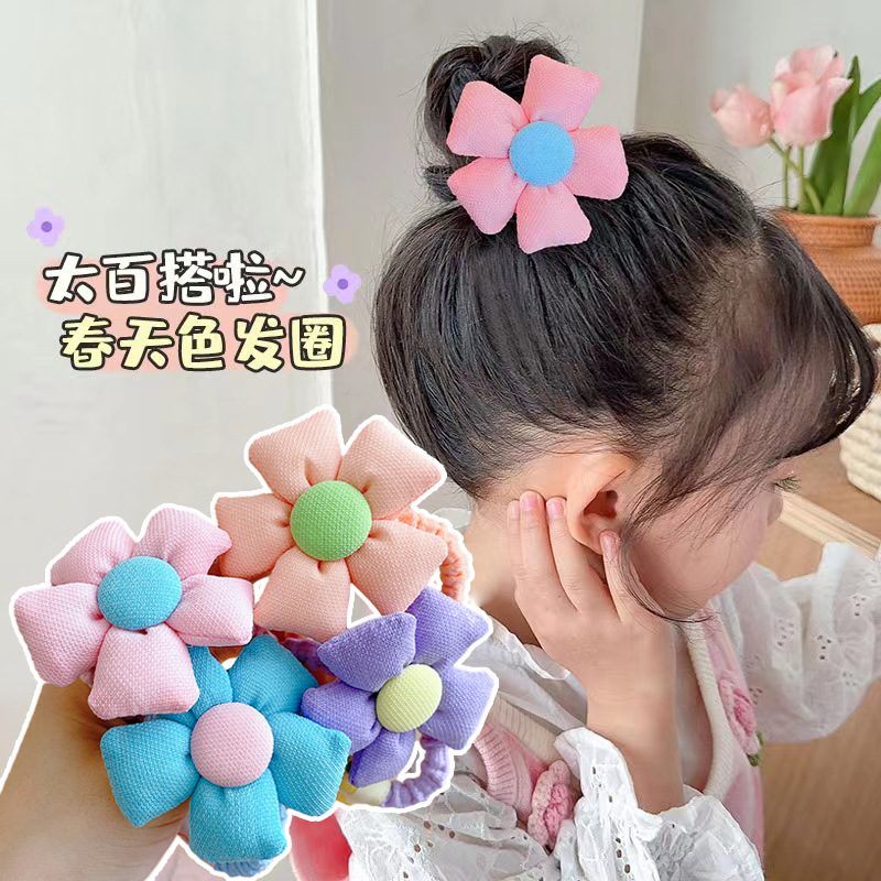 Children's Height Ponytail Hair Ring Girls Do Not Hurt Hair Cute Fabric Flower Hair Rope Hair Accessories Little Girl Rubber Band Headdress