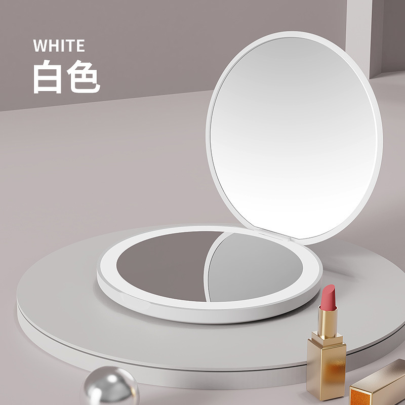 Mini Pocket Double-Sided Vanity Mirror Portable Mirror Flip Led Make-up Mirror Small Mirror 3 Times Magnifying Glass Wholesale