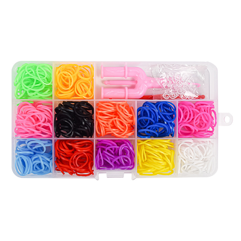 Factory Direct Sales Rainbow Hand-Woven DIY Colored Rubber Band Bracelet Braided Bracelet Suit Small 15 Grid