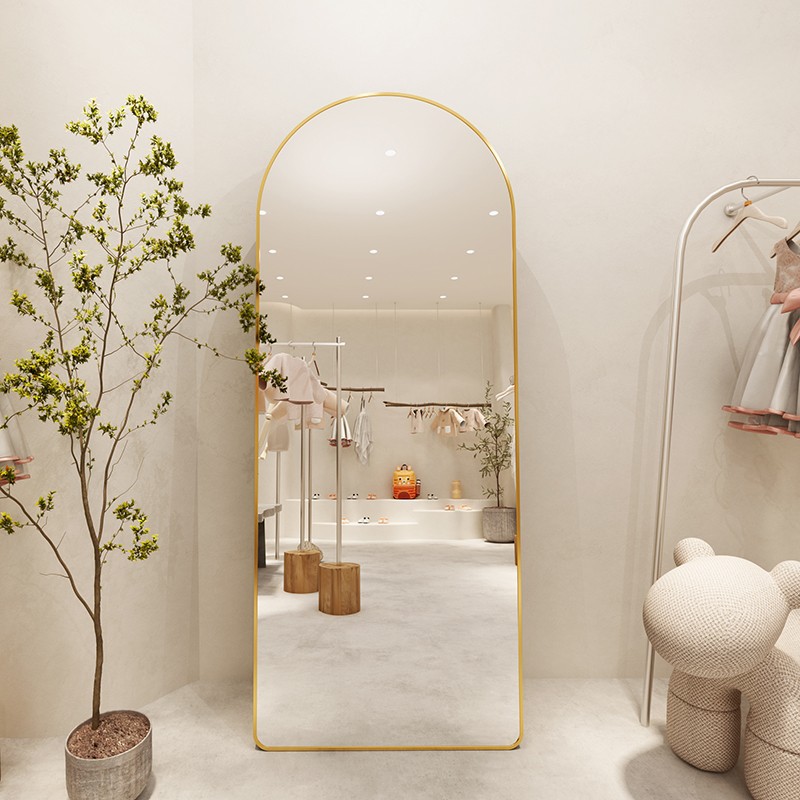 Internet Celebrity Semicircle Window Type Full-Length Mirror Bedroom Dressing Mirror Clothing Store Vertical Mirror Hanging Dual-Use Floor Full-Length Mirror