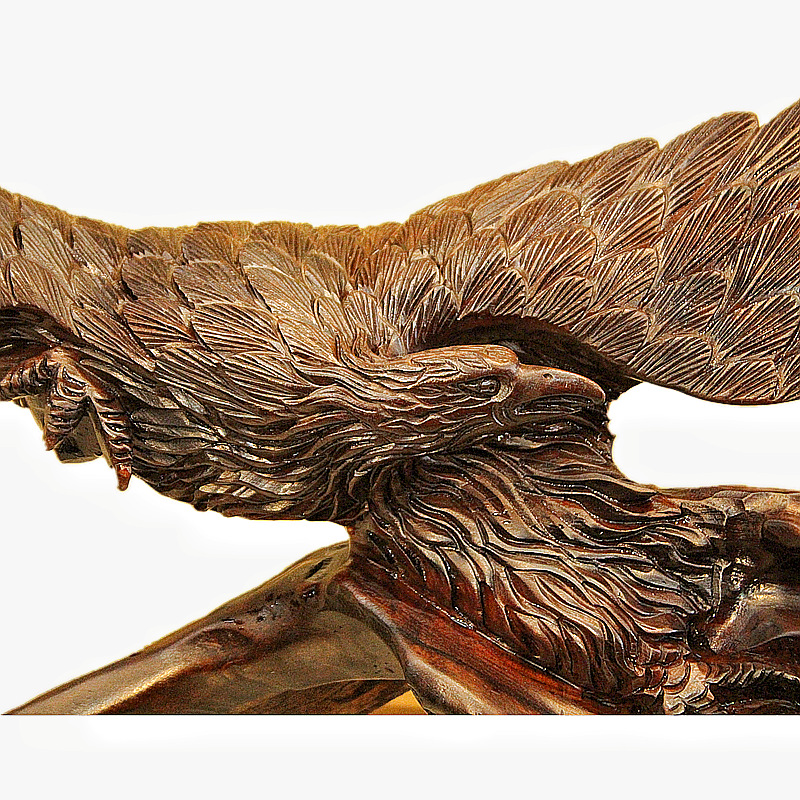 大红酸枝木精品根雕鹰 红木雕大鹏展翅 手工木雕工艺品鹏程万里
