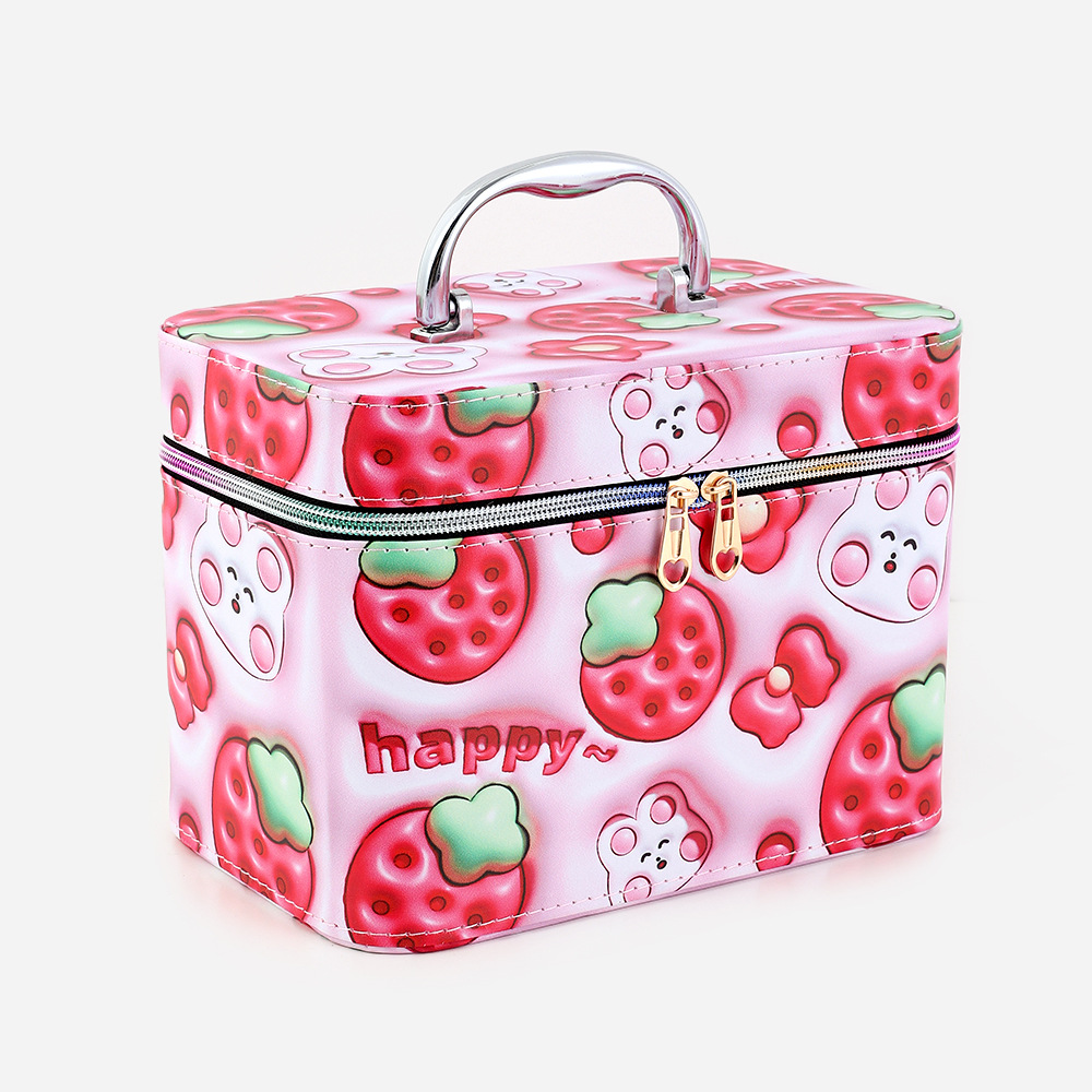 2023 New 3d Pattern Stereo Vision Cosmetic Case Pink Girl Heart Home Travel Convenient Storage Box