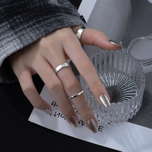 戒指女日韩小众设计ins极简细宽光面素圈男食指可调节指环