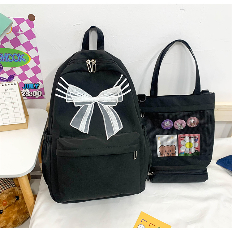 New Fashion School Bag Female Korean High School Ins Style College Student 2024 Bow Backpack Trendy Backpack
