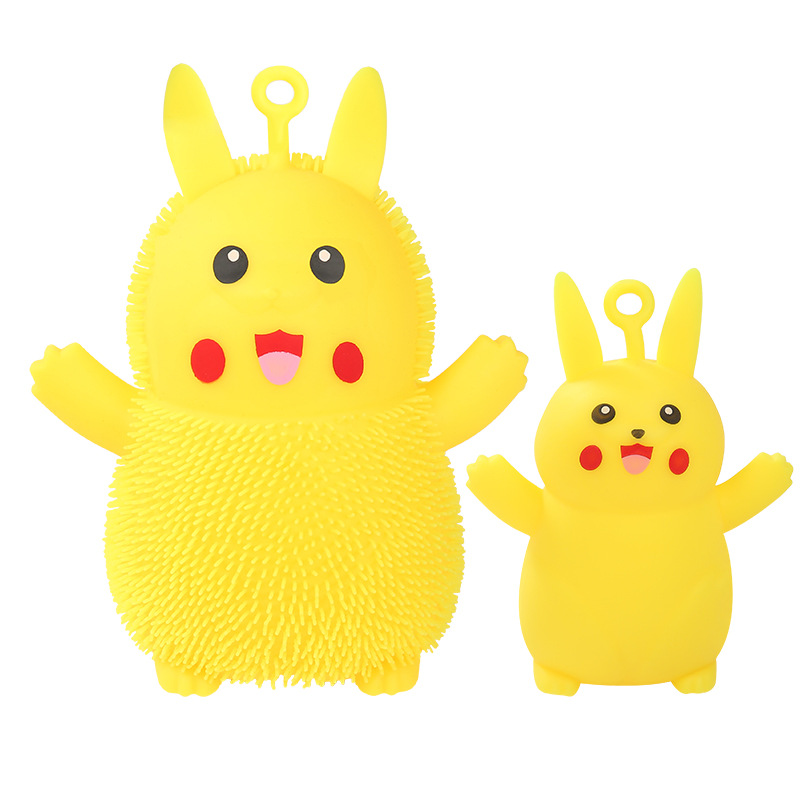 Elastic Tpr Luminous Hairy Ball Toy Led Flash Pikachu Vent Ball Factory Direct Sales Cute Squeeze Toys