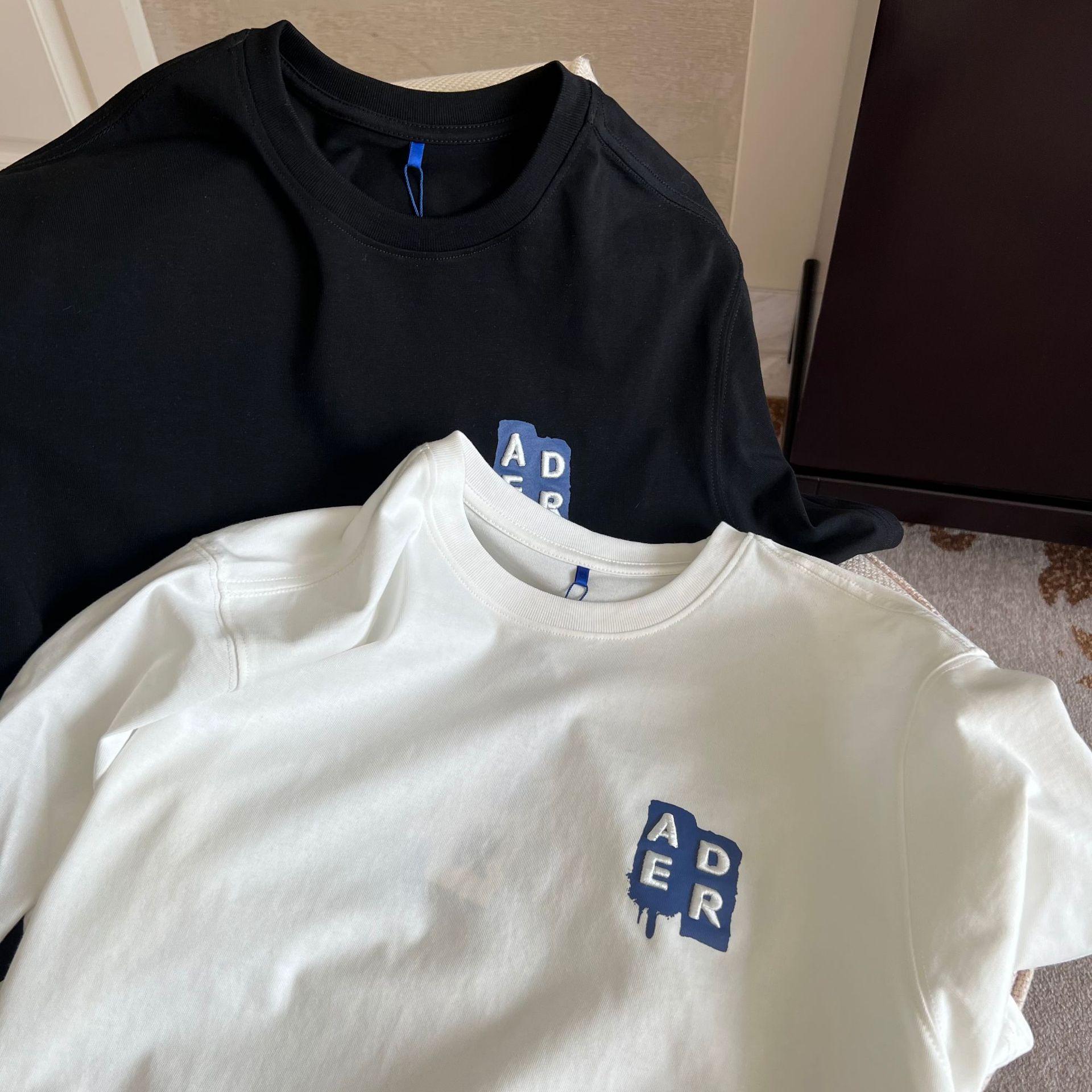 现货ader 春夏新款水滴刺绣logo印花短袖字母男女情侣宽松潮t恤