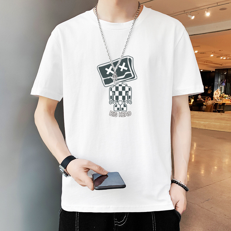 2023 New Summer Men's Short-Sleeved T-shirt Men's Cotton Loose Half-Sleeved T-shirt Summer Top Short T Bottoming Shirt Men