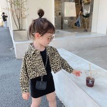女童春季套装新款儿童韩版长袖豹纹外套洋气针织连衣裙两件套