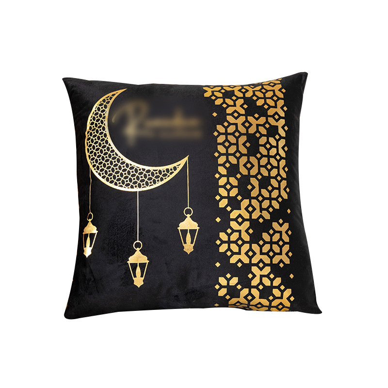 Cross-Border Golden Moon Bronzing Pillow Cover Black and White Two-Color Sofa Cushion Cover Nordic Light Luxury Short Plush Throw Pillowcase