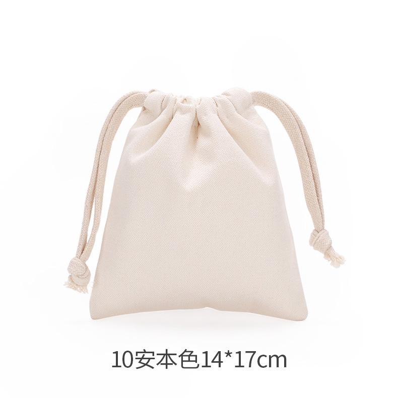 Factory Direct Supply Natural Cotton Bag Ins Wind Canvas Drawstring Bag Rice Grain Herbal Cotton Cloth Storage Drawstring Bag