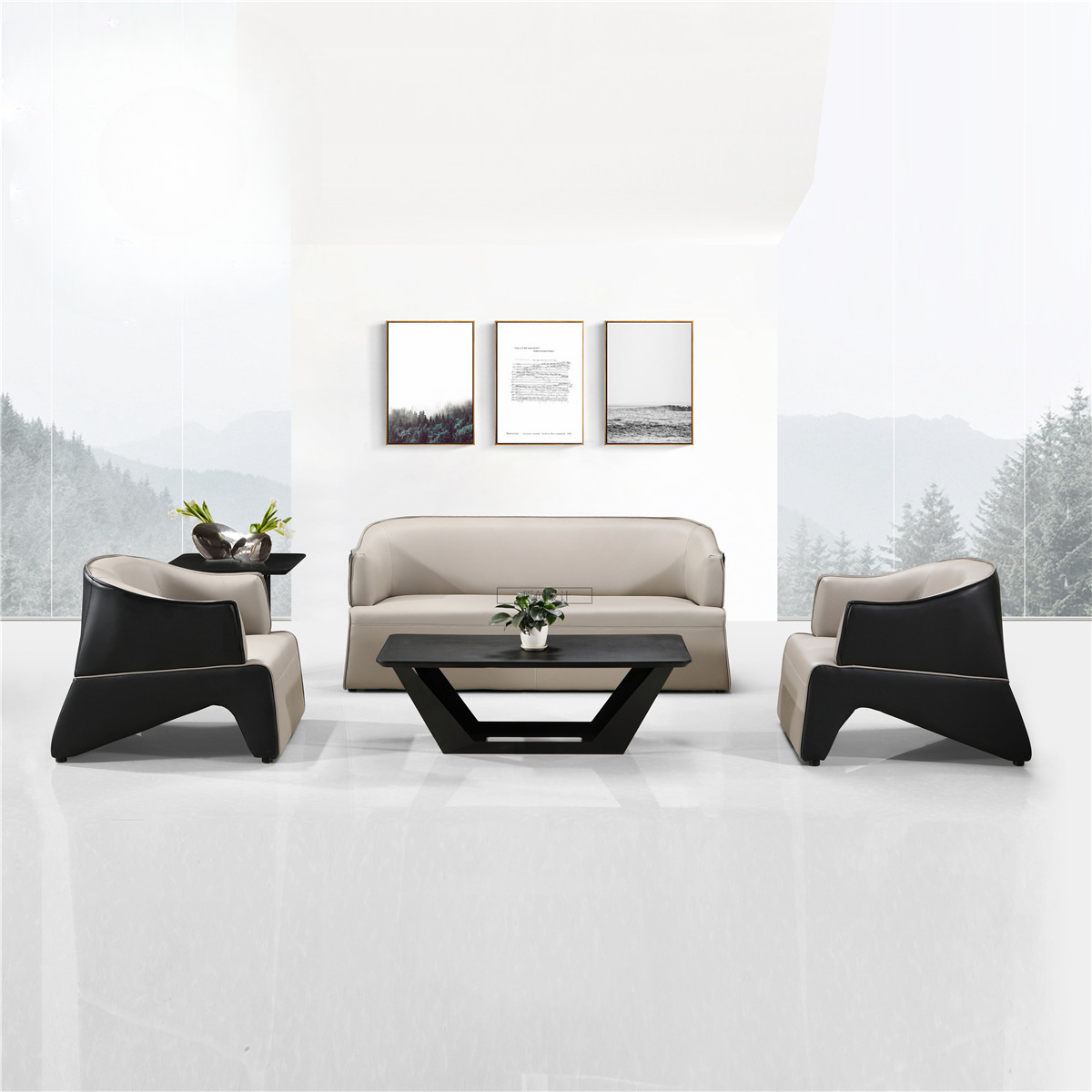 休闲区办公室接待沙发小型创意商务会客简约现代店铺沙发茶几洽谈