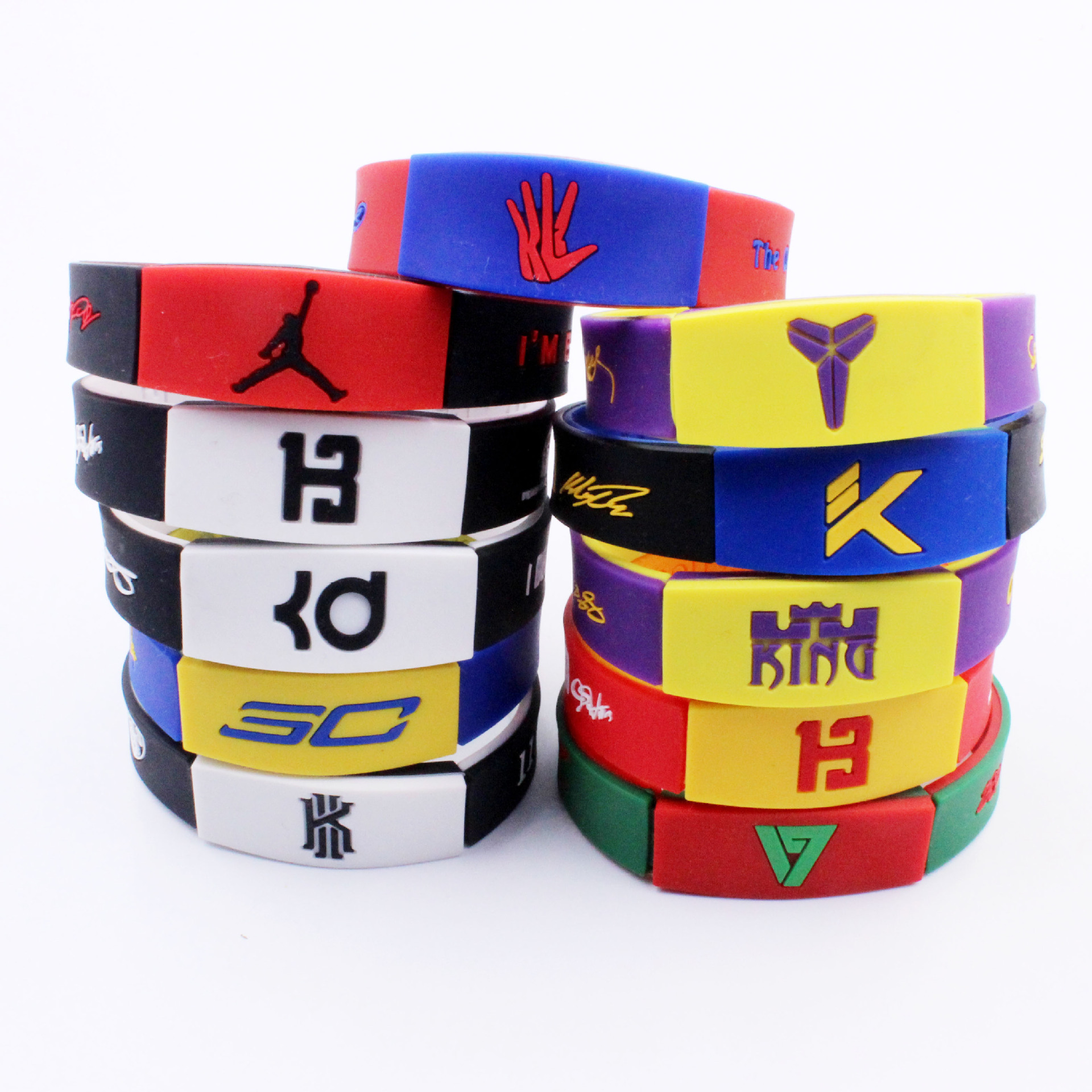 双层加厚硅胶手环手腕带运动手环球星手环篮球手环手腕带科比詹姆