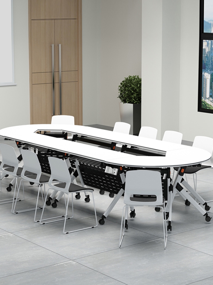 培训桌折叠桌移动拼接组合椭圆形长条形会议桌学生双人课桌长条桌