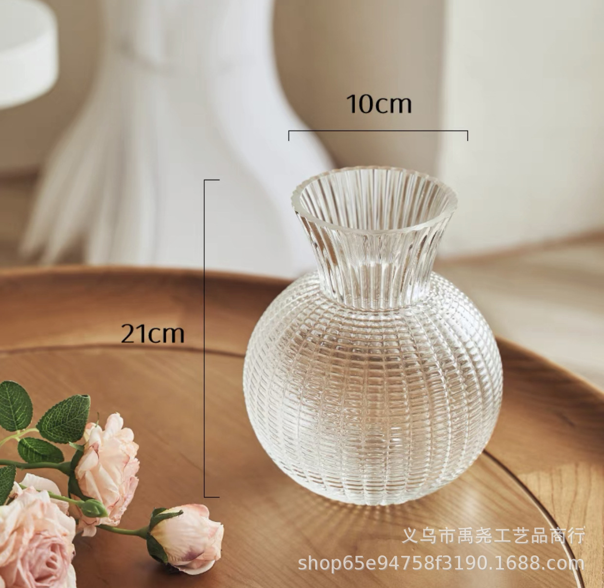 Export High-End Entry Lux High-Grade Glass Vase Transparent Hydroponic Flowers Living Room Dining Table Hydroponic Vase Ornaments