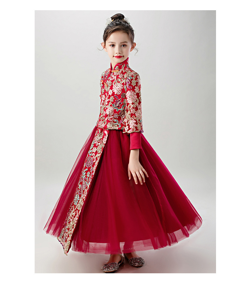 儿童唐装女童秀禾服古装女孩汉服中国风古风洋气旗袍拜年服宝宝女